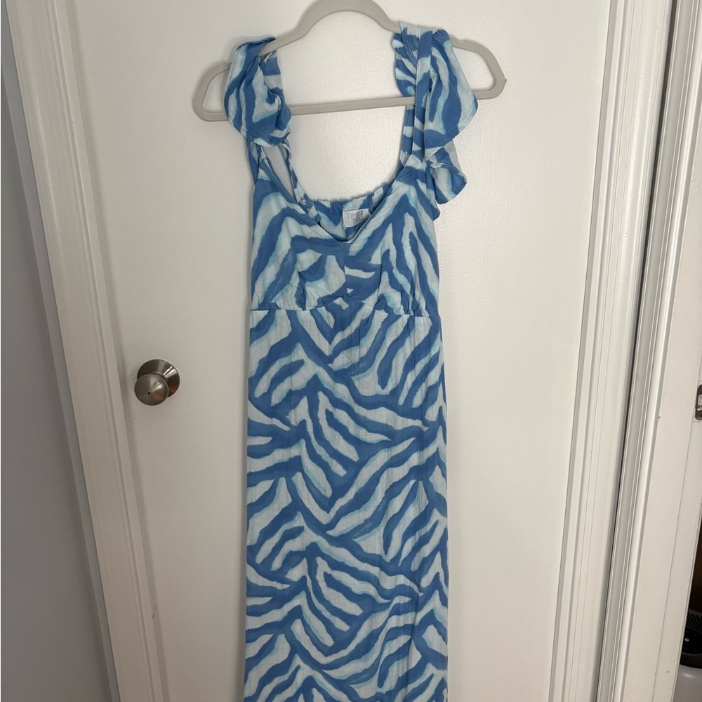 Time and Tru Blue and White Midi Dress